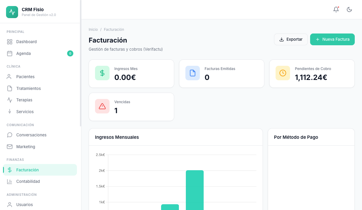 Facturación — CRM Fisio Inteligente